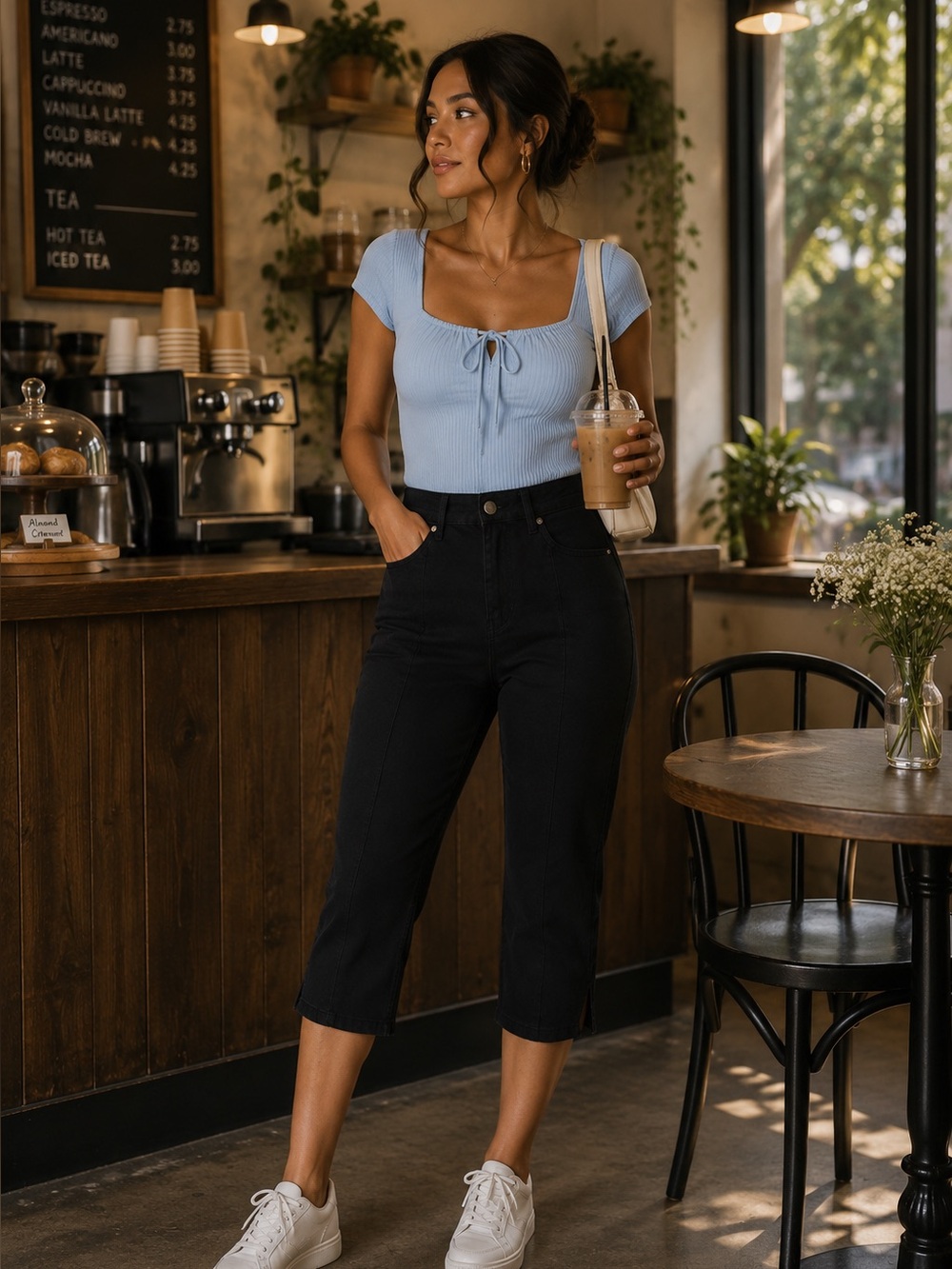 Waist 28 Dollhouse Black Straight Legged Cropped Ankle-Seam Jeans‎